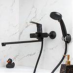 Смеситель для ванны Econoce  EC0807BL картридж D35-A, с душевым гарнитуром, однорычажный, цинк, цвет черный