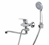 Смеситель для ванны Econoce EC0240 картридж D40-A, с душевым гарнитуром, однорычажный, цинк, цвет хром