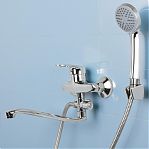 Смеситель для ванны Econoce EC0240 картридж D40-A, с душевым гарнитуром, однорычажный, цинк, цвет хром