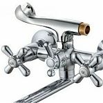 Смеситель для ванны Econoce EC0341 тип I, с душевым гарнитуром, двухвентильный,  цинк, цвет хром 