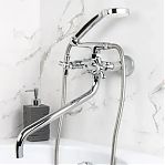 Смеситель для ванны Econoce EC0341 тип I, с душевым гарнитуром, двухвентильный,  цинк, цвет хром 