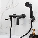 Смеситель для ванны Econoce EC0803BL картридж D35-A, с душевым гарнитуром, однорычажный, цинк, цвет черный