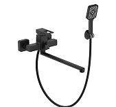 Смеситель для ванны Econoce EC0817BL картридж D35-A, с душевым гарнитуром, однорычажный, цинк, цвет черный