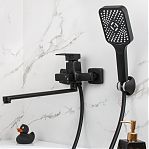 Смеситель для ванны Econoce EC0817BL картридж D35-A, с душевым гарнитуром, однорычажный, цинк, цвет черный