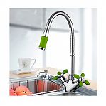 Смеситель для кухни Frud R43127-6 гибкий излив, зелёный, хром