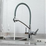 Смеситель для кухни Gappo G4398-17 гибкий излив, серый