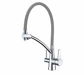 Смеситель для кухни Gappo G4398-17 гибкий излив, серый