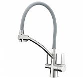 Смеситель для кухни Gappo G4398-17 гибкий излив, серый