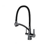 Смеситель для кухни Gappo G4398-19 встроенный фильтр для питьевой воды, гибкий излив, черный