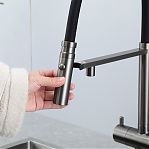 Смеситель для кухни Gappo G4397-89 гибкий излив, встроенный фильтр для питьевой воды, оружейная сталь