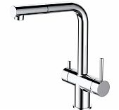 Смеситель для кухни Gappo G4397-70 с подключением, гибкий излив, аэратор, хром