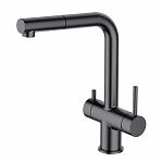 Смеситель для кухни Gappo G4397-79, гибкий излив, аэратор, оружейная сталь