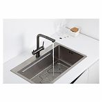 Смеситель для кухни Gappo G4397-79, гибкий излив, аэратор, оружейная сталь