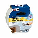 Лента стеклотканевая Unibob 51459, самоклеящаяся Серпянка, ширина 50 мм, длина 20 м, цвет белый