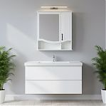 Шкаф зеркальный Runo Марсель 65, навесной, правый, белый, 16х65х75 см