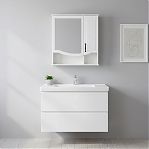 Шкаф зеркальный Runo Марсель 65, навесной, правый, белый, 16х65х75 см