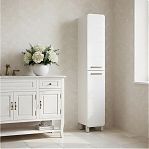 Пенал напольный Runo Эрика 30, УТ000003637, универсальный, белый, хром