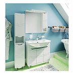 Шкаф зеркальный навесной Runo Стиль 75, Мдф, правый, белый, 24х75х80 см