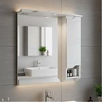 Шкаф зеркальный навесной Runo Стиль 75, Мдф, правый, белый, 24х75х80 см