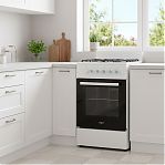 Плита газовая MIU Harisma 526 LUX, УТ-00002918, цвет белый, объем духовки 55 л, откидная дверца