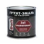 Грунт-Эмаль Dali 3 в 1, по ржавчине, графитовая, матовая, серебристая, 0,75 л