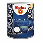 Грунт-эмаль Alpina по ржавчине 3 в 1, белая RAL 9003, 0.75 л
