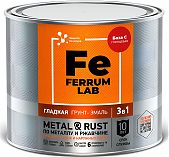 Грунт-эмаль Ferrum Lab по ржавчине 3 в 1, глянцевая база С, 0.65 л