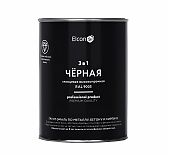 Грунт-эмаль Elcon 3 в 1, для металла, по ржавчине, глянцевая, черная RAL 9005, 0.8 кг