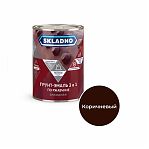 Грунт-эмаль Skladno 3 в 1, по ржавчине, глянцевая, коричневый, 0.8 кг