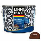 Эмаль по ржавчине  Linnimax быстросохнущая, шелковисто-матовая, шоколадная RAL 8017, 1.6 л