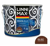Эмаль по ржавчине  Linnimax быстросохнущая, шелковисто-матовая, шоколадная RAL 8017, 1.6 л