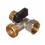 Кран шаровой Frap F232.04 трехходовой, 1/2"х3/4"х1/2", для подключения бытовой техники, латунь