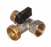 Кран шаровой Frap F232.04 трехходовой, 1/2"х3/4"х1/2", для подключения бытовой техники, латунь