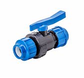 Кран шаровой ПНД Ц/Ц 20х20 мм, ВР-ВР,  зажимной, синий с черным