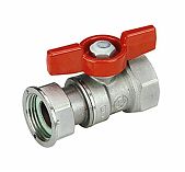 Кран шаровой Giacomini 1/2"x1/2" В-В с накидной гайкой хромированный с красной рукояткой бабочка