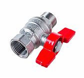 Кран шаровой Giacomini R854 полнопроходной, 1/2" ВН, ручка-бабочка красная, латунь, хромированный
