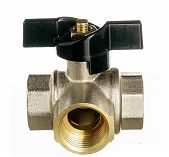 Кран шаровой Frap F217.05 трехходовой, 3/4" x 3/4", для подключения бытовой техники, латунь