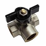 Кран шаровой Frap F217.05 трехходовой, 3/4" x 3/4", для подключения бытовой техники, латунь