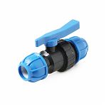 Кран шаровый Pro Aqua Unio ПНД Ц/Ц, 63х63 мм, черный с синим