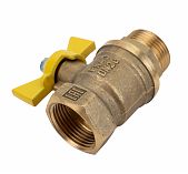 Кран шаровой Valfex N/P59 для газа 3/4" ВР/НР, ручка-бабочка, латунный