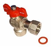 Кран шаровой угловой Gappo G217.05 ВР 3/4" с накидной гайкой, бабочка, латунь