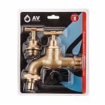 Кран водоразборный AV Engineering AVE169034 НР 3/4" со штуцером, настенный, латунь