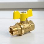 Кран шаровой Valfex N/P59 для газа 1/2" ВР/НР, ручка-бабочка, латунный