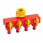 Распределитель ударопрочный Grinda 8-426314, 4-канальный, 1"- 3/4", внешняя резьба, пластиковый