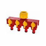 Распределитель ударопрочный Grinda 8-426314, 4-канальный, 1"- 3/4", внешняя резьба, пластиковый