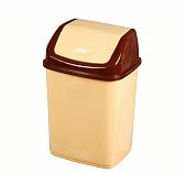Ведро для мусора ЭльфПласт Ромашка 108, объем 5 литров, пластик, с крышкой, цвет Бежевый