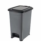 Ведро для мусора Эльфпласт 557, объем 10 литров, пластик, с крышкой,  с педалью SLIM, цвет Серый