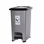 Ведро для мусора Эльфпласт 557, объем 10 литров, пластик, с крышкой,  с педалью SLIM, цвет Серый