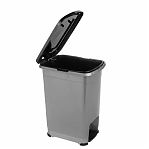 Ведро для мусора Эльфпласт 557, объем 10 литров, пластик, с крышкой,  с педалью SLIM, цвет Серый