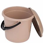 Ведро хозяйственное ЭльфПласт Волна, объем 4 литра, пластик, с ручкой и крышкой, цвет Бежевый